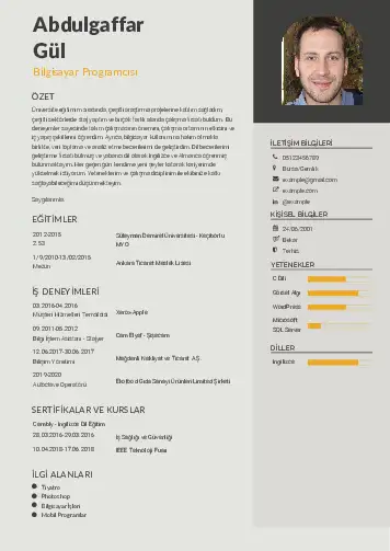 Bilgisayar Programcısı CV Örnekleri cv indir